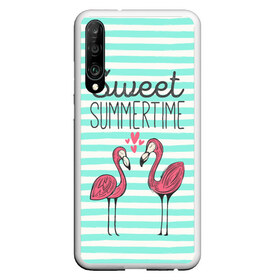 Чехол для Honor P30 с принтом Sweet Summer Time в Кировске, Силикон | Область печати: задняя сторона чехла, без боковых панелей | animal | art | flamingo | love | pink | summer | sweet | time | арт | белый | бирюзовый | жара | животное | лето | любовь | матроска | полоски | рисунок | розовый | роман | сердечки | сердце | серый | фламинго | черный