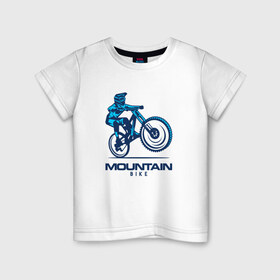 Детская футболка хлопок с принтом Велосипед в Кировске, 100% хлопок | круглый вырез горловины, полуприлегающий силуэт, длина до линии бедер | downhill | байк | велосипед | велоспорт | горный | горы | спорт