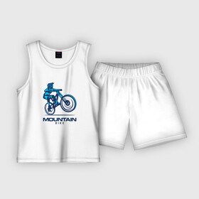 Детская пижама с шортами хлопок с принтом Велосипед в Кировске,  |  | Тематика изображения на принте: downhill | байк | велосипед | велоспорт | горный | горы | спорт