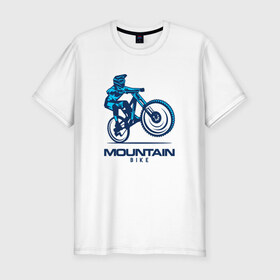 Мужская футболка премиум с принтом Велосипед в Кировске, 92% хлопок, 8% лайкра | приталенный силуэт, круглый вырез ворота, длина до линии бедра, короткий рукав | downhill | байк | велосипед | велоспорт | горный | горы | спорт