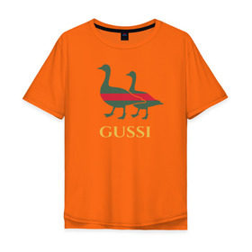 Мужская футболка хлопок Oversize с принтом Gussi GG в Кировске, 100% хлопок | свободный крой, круглый ворот, “спинка” длиннее передней части | gucci | gussi | гуси | гучи