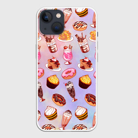 Чехол для iPhone 13 с принтом Очень Сладкий Паттерн в Кировске,  |  | блины | вкусняшка | еда | кекс | клубника | коктейль | мороженое | панкейк | пончик | сладости