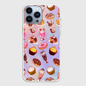 Чехол для iPhone 13 Pro Max с принтом Очень Сладкий Паттерн в Кировске,  |  | блины | вкусняшка | еда | кекс | клубника | коктейль | мороженое | панкейк | пончик | сладости