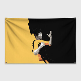 Флаг-баннер с принтом Bruce Lee в Кировске, 100% полиэстер | размер 67 х 109 см, плотность ткани — 95 г/м2; по краям флага есть четыре люверса для крепления | bruce lee | актер | боец | воин | звезда | карате