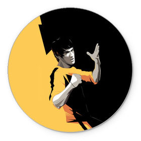Коврик круглый с принтом Bruce Lee в Кировске, резина и полиэстер | круглая форма, изображение наносится на всю лицевую часть | Тематика изображения на принте: bruce lee | актер | боец | воин | звезда | карате