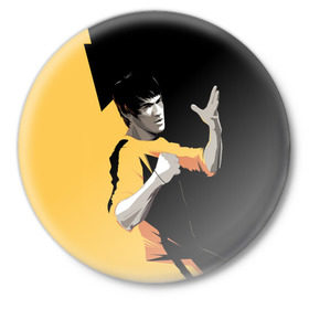 Значок с принтом Bruce Lee в Кировске,  металл | круглая форма, металлическая застежка в виде булавки | bruce lee | актер | боец | воин | звезда | карате