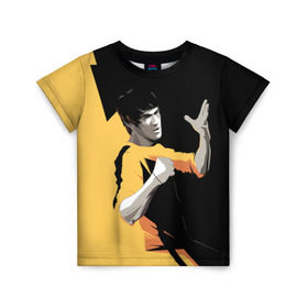 Детская футболка 3D с принтом Bruce Lee в Кировске, 100% гипоаллергенный полиэфир | прямой крой, круглый вырез горловины, длина до линии бедер, чуть спущенное плечо, ткань немного тянется | bruce lee | актер | боец | воин | звезда | карате