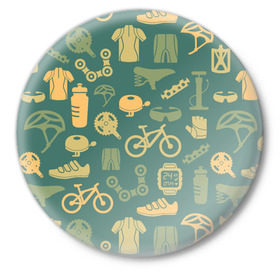 Значок с принтом Велосипедист в Кировске,  металл | круглая форма, металлическая застежка в виде булавки | Тематика изображения на принте: bicycle | bike | road | speed | sport | вело | велосипед | велосипедист | гонщик | дорога | здоровье | педали | сила | скорость | спорт | трасса | шлем