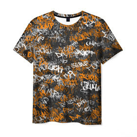 Мужская футболка 3D с принтом Jump da f#ck up! в Кировске, 100% полиэфир | прямой крой, круглый вырез горловины, длина до линии бедер | slipknot | soulfly | u rban | белый | графити | граффити | камуфляж | надпись | оранжевый | черный