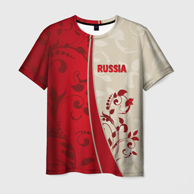 Мужская футболка 3D с принтом Russia в Кировске, 100% полиэфир | прямой крой, круглый вырез горловины, длина до линии бедер | rus | russia | team | мира | российская | россия | рф | сборная | федерация | футбол | чемпионат