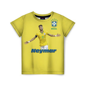 Детская футболка 3D с принтом Неймар в Кировске, 100% гипоаллергенный полиэфир | прямой крой, круглый вырез горловины, длина до линии бедер, чуть спущенное плечо, ткань немного тянется | Тематика изображения на принте: neymar | неймар | сборная бразилии | футбол