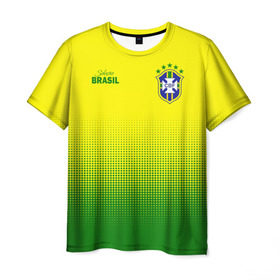Мужская футболка 3D с принтом Сборная Бразилии в Кировске, 100% полиэфир | прямой крой, круглый вырез горловины, длина до линии бедер | Тематика изображения на принте: brasil | brasilia | brazilia | braziliya | cfb | бразилия | сборная