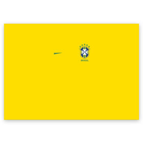 Поздравительная открытка с принтом Бразилия форма (без надписи сзади) в Кировске, 100% бумага | плотность бумаги 280 г/м2, матовая, на обратной стороне линовка и место для марки
 | Тематика изображения на принте: brasil | championship | cup | football | team | world |  чемпионат мира | бразилии | бразилия | форма | футбол | чм