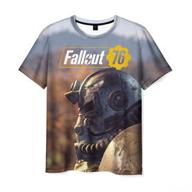 Мужская футболка 3D с принтом Fallout 76 в Кировске, 100% полиэфир | прямой крой, круглый вырез горловины, длина до линии бедер | fallout | fallout 76 | future | rpg | valt tec | war | wasteland | будущее | война | костюм | постапокалипсис | рпг | фалаут | фолаут | фоллаут | фолыч | ядерная пустошь