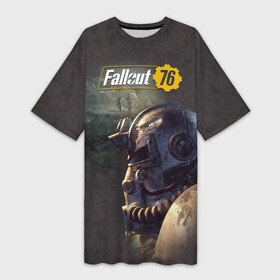 Платье-футболка 3D с принтом Fallout 76 в Кировске,  |  | fallout | fallout 76 | future | rpg | valt tec | war | wasteland | будущее | война | костюм | постапокалипсис | рпг | фалаут | фолаут | фоллаут | фолыч | ядерная пустошь