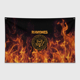 Флаг-баннер с принтом Ramones в Кировске, 100% полиэстер | размер 67 х 109 см, плотность ткани — 95 г/м2; по краям флага есть четыре люверса для крепления | ramones | джонни | джоуи | ди ди томми | рамон | рамонес | рамоун | рамоунз | рамоунс | рок группа