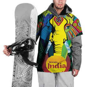 Накидка на куртку 3D с принтом Мама Индия в Кировске, 100% полиэстер |  | ганеша | гималаи | индия | йога | кислота | практика | психоделика | слон | ярко