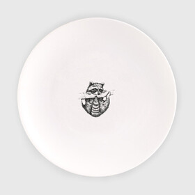 Тарелка с принтом Енот - повисун в Кировске, фарфор | диаметр - 210 мм
диаметр для нанесения принта - 120 мм | енотики | еноты