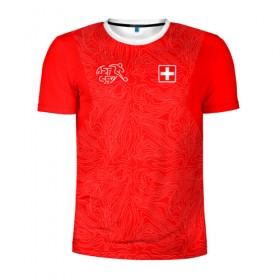 Мужская футболка 3D спортивная с принтом Домашняя форма Швейцарии 2018 в Кировске, 100% полиэстер с улучшенными характеристиками | приталенный силуэт, круглая горловина, широкие плечи, сужается к линии бедра | 