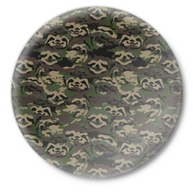 Значок с принтом Лига лени в Кировске,  металл | круглая форма, металлическая застежка в виде булавки | камуфляж | ленивец | лень