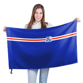 Флаг 3D с принтом KSI ICELAND SPORT в Кировске, 100% полиэстер | плотность ткани — 95 г/м2, размер — 67 х 109 см. Принт наносится с одной стороны | fc | football | football club | iceland | ksi | sport | исландия | сборная исландии | спорт | спортивные | униформа | фирменные цвета | фк | футбол | футбольный клуб