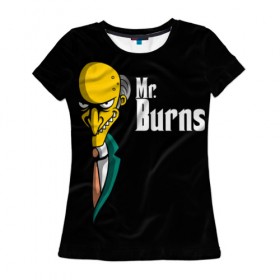 Женская футболка 3D с принтом Mr. Burns (Simpsons) в Кировске, 100% полиэфир ( синтетическое хлопкоподобное полотно) | прямой крой, круглый вырез горловины, длина до линии бедер | burns | mr | mr. burns | simpsons | мистер бернс | симпсоны