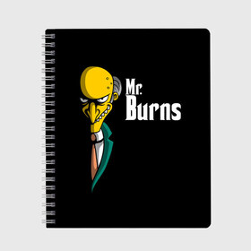 Тетрадь с принтом Mr Burns (Simpsons) в Кировске, 100% бумага | 48 листов, плотность листов — 60 г/м2, плотность картонной обложки — 250 г/м2. Листы скреплены сбоку удобной пружинной спиралью. Уголки страниц и обложки скругленные. Цвет линий — светло-серый
 | burns | mr | mr. burns | simpsons | мистер бернс | симпсоны