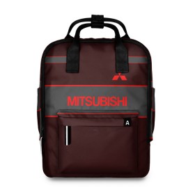 Женский рюкзак 3D с принтом Mitsubishi в Кировске, 100% полиэстер | лямки с регулируемой длиной, сверху ручки, чтобы рюкзак нести как сумку. Основное отделение закрывается на молнию, как и внешний карман. Внутри два дополнительных кармана, один из которых закрывается на молнию. По бокам два дополнительных кармашка, куда поместится маленькая бутылочка
 | Тематика изображения на принте: asx | galant | group | lancer | mitsubishi | outlander | pajero | sport | авто | автомобиль | знак | лансер | лого | машина | митсубиси | митсубиши | седан | символ | спорт | тачка | хэтчбек | эмблема