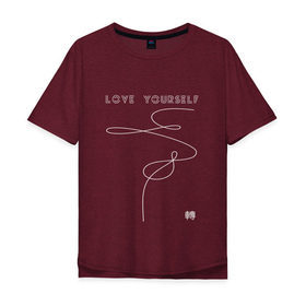 Мужская футболка хлопок Oversize с принтом LOVE YOURSELF_ в Кировске, 100% хлопок | свободный крой, круглый ворот, “спинка” длиннее передней части | bangtan boys | bts | бантаны | бтс