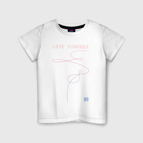 Детская футболка хлопок с принтом LOVE YOURSELF_3 в Кировске, 100% хлопок | круглый вырез горловины, полуприлегающий силуэт, длина до линии бедер | bangtan boys | bts | бантаны | бтс