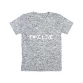 Детская футболка хлопок с принтом FAKE LOVE_ в Кировске, 100% хлопок | круглый вырез горловины, полуприлегающий силуэт, длина до линии бедер | Тематика изображения на принте: bangtan boys | bts | бантаны | бтс
