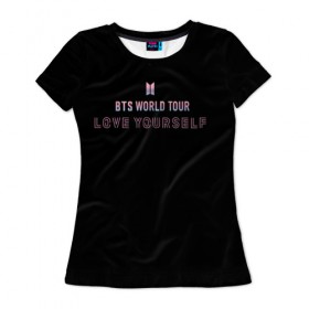 Женская футболка 3D с принтом BTS WORLD TOUR_color в Кировске, 100% полиэфир ( синтетическое хлопкоподобное полотно) | прямой крой, круглый вырез горловины, длина до линии бедер | bangtan boys | bts | бантаны | бтс