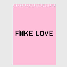 Скетчбук с принтом FAKE LOVE_pink в Кировске, 100% бумага
 | 48 листов, плотность листов — 100 г/м2, плотность картонной обложки — 250 г/м2. Листы скреплены сверху удобной пружинной спиралью | Тематика изображения на принте: bangtan boys | bts | бантаны | бтс