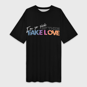 Платье-футболка 3D с принтом FAKE LOVE в Кировске,  |  | bangtan boys | bts | бантаны | бтс