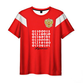 Мужская футболка 3D с принтом RUSSIA BY ПОКРАС ЛАМПАС в Кировске, 100% полиэфир | прямой крой, круглый вырез горловины, длина до линии бедер | 