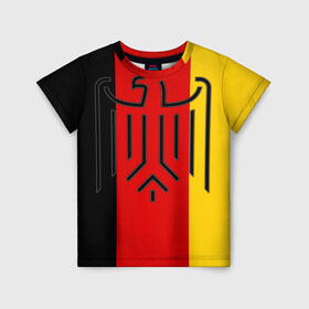 Детская футболка 3D с принтом German eagle в Кировске, 100% гипоаллергенный полиэфир | прямой крой, круглый вырез горловины, длина до линии бедер, чуть спущенное плечо, ткань немного тянется | Тематика изображения на принте: герб | германский | немецкий | орел | флаг