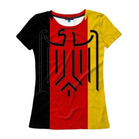 Женская футболка 3D с принтом German eagle в Кировске, 100% полиэфир ( синтетическое хлопкоподобное полотно) | прямой крой, круглый вырез горловины, длина до линии бедер | герб | германский | немецкий | орел | флаг