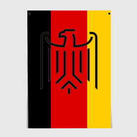 Постер с принтом German eagle в Кировске, 100% бумага
 | бумага, плотность 150 мг. Матовая, но за счет высокого коэффициента гладкости имеет небольшой блеск и дает на свету блики, но в отличии от глянцевой бумаги не покрыта лаком | герб | германский | немецкий | орел | флаг