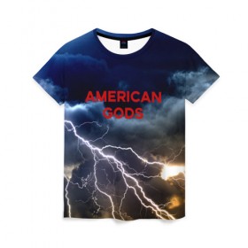 Женская футболка 3D с принтом American Gods в Кировске, 100% полиэфир ( синтетическое хлопкоподобное полотно) | прямой крой, круглый вырез горловины, длина до линии бедер | american gods | omg | американские боги | джиллиан андерсон | иэн макшейн | пабло шрайбер | фантастика | эмили браунинг