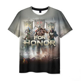 Мужская футболка 3D с принтом For Honor в Кировске, 100% полиэфир | прямой крой, круглый вырез горловины, длина до линии бедер | and | hack | slash | викинг | за честь | игра | оружие | рыцарь | самурай | стратегия | файтинг