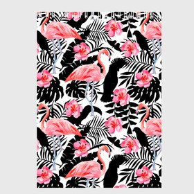 Скетчбук с принтом Pattern Flamingo в Кировске, 100% бумага
 | 48 листов, плотность листов — 100 г/м2, плотность картонной обложки — 250 г/м2. Листы скреплены сверху удобной пружинной спиралью | Тематика изображения на принте: 