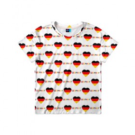 Детская футболка 3D с принтом Love Germany в Кировске, 100% гипоаллергенный полиэфир | прямой крой, круглый вырез горловины, длина до линии бедер, чуть спущенное плечо, ткань немного тянется | Тематика изображения на принте: germany | германия