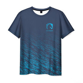 Мужская футболка 3D с принтом TEAM LIQUID E-SPORT в Кировске, 100% полиэфир | прямой крой, круглый вырез горловины, длина до линии бедер | 2019 | blue | cybersport | esport | liquid | logo | pro league | team | team liquid | киберспорт | логотип | тим ликвид | фирменные цвета