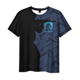 Мужская футболка 3D с принтом TEAM LIQUID E-SPORT CS GO в Кировске, 100% полиэфир | прямой крой, круглый вырез горловины, длина до линии бедер | 2019 | blue | cs go | cybersport | esport | liquid | logo | pro league | team | team liquid | киберспорт | логотип | тим ликвид | фирменные цвета