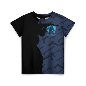 Детская футболка 3D с принтом TEAM LIQUID E-SPORT CS GO в Кировске, 100% гипоаллергенный полиэфир | прямой крой, круглый вырез горловины, длина до линии бедер, чуть спущенное плечо, ткань немного тянется | 2019 | blue | cs go | cybersport | esport | liquid | logo | pro league | team | team liquid | киберспорт | логотип | тим ликвид | фирменные цвета