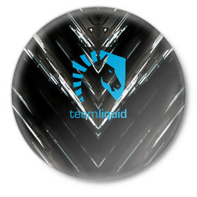 Значок с принтом TEAM LIQUID E-SPORT в Кировске,  металл | круглая форма, металлическая застежка в виде булавки | Тематика изображения на принте: 