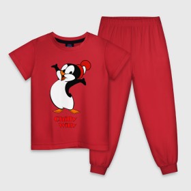 Детская пижама хлопок с принтом Chilly Willy в Кировске, 100% хлопок |  брюки и футболка прямого кроя, без карманов, на брюках мягкая резинка на поясе и по низу штанин
 | Тематика изображения на принте: 