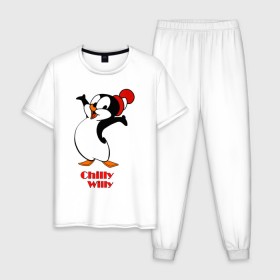 Мужская пижама хлопок с принтом Chilly Willy в Кировске, 100% хлопок | брюки и футболка прямого кроя, без карманов, на брюках мягкая резинка на поясе и по низу штанин
 | 