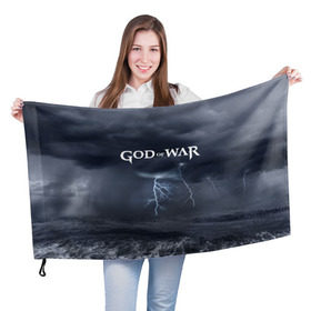 Флаг 3D с принтом God of WAR в Кировске, 100% полиэстер | плотность ткани — 95 г/м2, размер — 67 х 109 см. Принт наносится с одной стороны | 