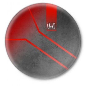 Значок с принтом CAR HONDA BRAND в Кировске,  металл | круглая форма, металлическая застежка в виде булавки | brand | car | honda |   | авто | автомобиль | логотип